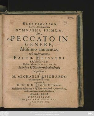 Electoralium Saxon. Alumnorum Gymnasma Primum, De Peccato In Genere