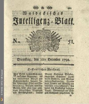No. 51. Dienstag, den 18ten December 1792