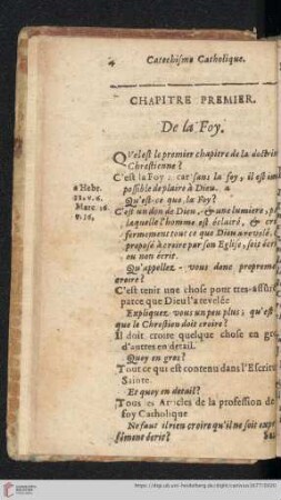Chapitre premier: De la Foy