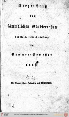 Sommersemester 1819