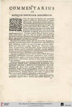 Commentarius in antiquum marcellinӕ monumentum