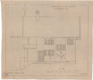 Pfann, Paul; Landhaus Zollinspektor Ed. Glück - Nordseite (Aufriss)