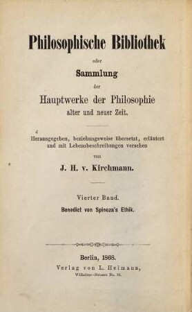 Benedict von Spinoza's Ethik