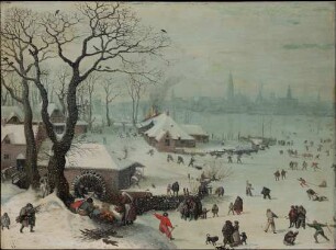 Winterlandschaft bei Antwerpen mit Schneefall