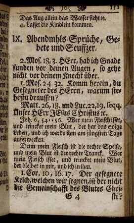IX. Abendmhls-Sprüche, Gebete und Seuffzer.
