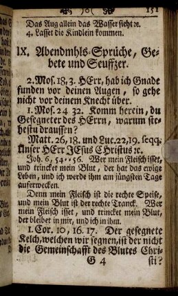 IX. Abendmhls-Sprüche, Gebete und Seuffzer.