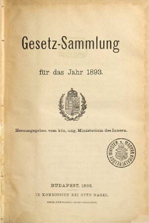 Gesetz-Sammlung für das Jahr ..., 1893