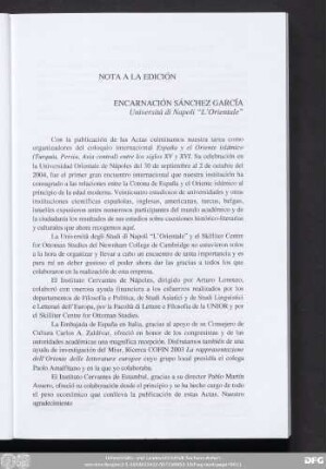 Nota A La Edición Encarnación Sánchez García