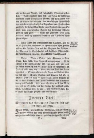 Zweyter Theil. Wir haben das Herz unsers Davids, sein gutes Herz verloren.