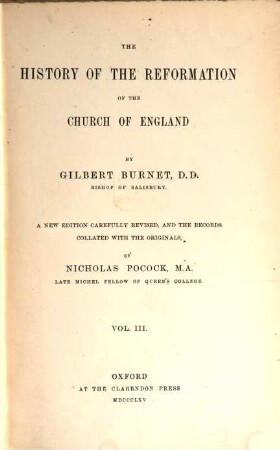 The History of the Reformation of the Church of England, 3