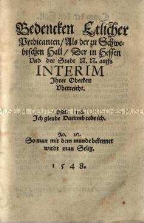 Kritik von Theologen aus Schwäbisch Hall am Augsburger Interim