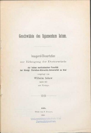 Geschwülste des ligamentum latum