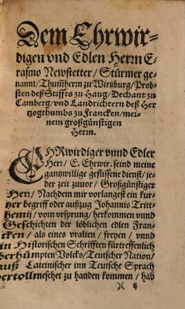 Chronica. Vom vrsprung, herkommen, vnd zunemen der Francken