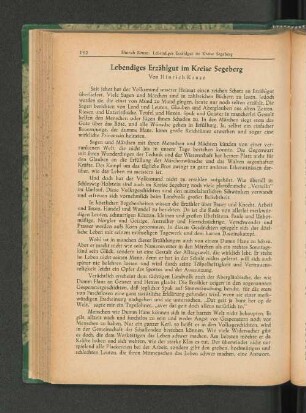 Lebendiges Erzählgut im Kreise Segeberg