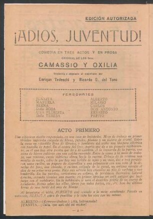 1922006100: ¡Adios, juventud! : comedia en tres actos y en prosa