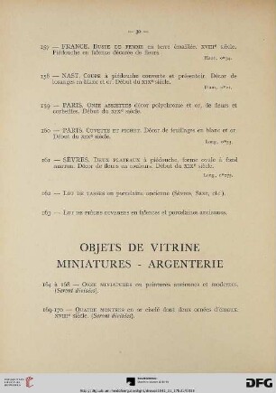 Objets de vitrine - Miniatures - Argenterie (Nr. 164-189)
