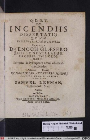 De Incendiis Dissertatio