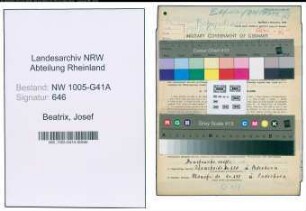 Entnazifizierung Josef Beatrix , geb. 01.03.1915 (Bahnpolizist)