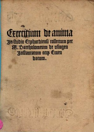 Exercitium de anima