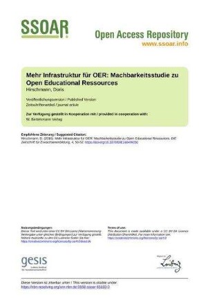 Mehr Infrastruktur für OER: Machbarkeitsstudie zu Open Educational Ressources