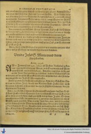 Von der Insul S. Maria und deren fruchtbarkeit.