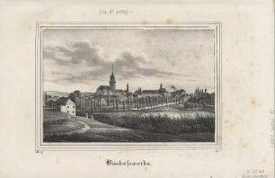 Ansicht von Bischofswerda, Lithographie, 1837 : Bischofswerda. - [Dresden] : [Pietzsch] , [1837]. - 1 Kunstblatt : Lithogr. ; 17 x 11 cm