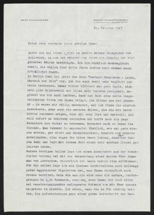 Brief von Rolf Italiaander an Margarete Hauptmann