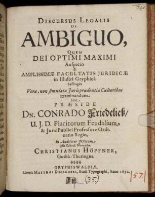 Discursus Legalis De Ambiguo