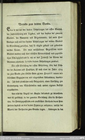 Vorrede zum dritten Bande