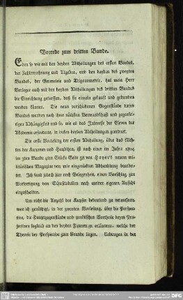Vorrede zum dritten Bande