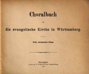 Choralbuch für die evangelische Kirche in Württemberg