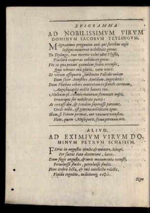 Epigramma Ad Nobilissimum Virum Dominum Iacobum Teylingum.