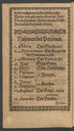 Nahmen der Personen.