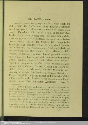 II. Die Aufführungen