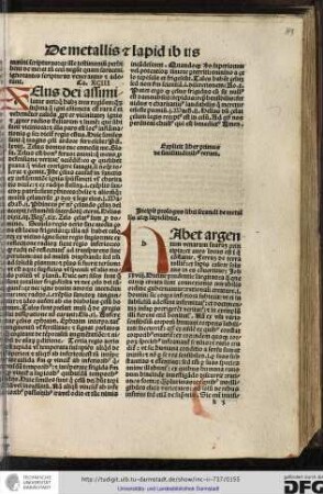 Incipit prologus libri secundi de metallis atque lapidibus.