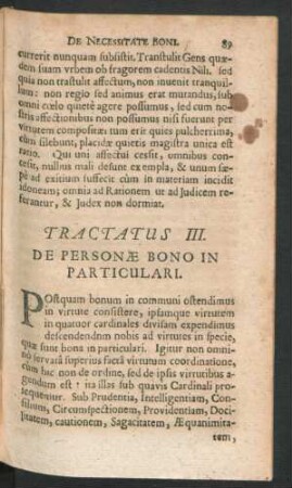 Tractatus III. De Personae Bono In Particulari.