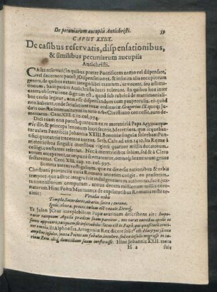 Caput XXIIX. De casibus reservatis, dispensationibus, & similibus pecuniarum aucupiis Antichristi