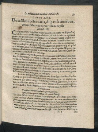 Caput XXIIX. De casibus reservatis, dispensationibus, & similibus pecuniarum aucupiis Antichristi
