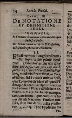 Caput III. De Notatione Et Definitione Feudi