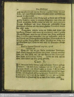 Cap. V. Iul. Mazarini wolte hierinne nicht einstimmen, ...