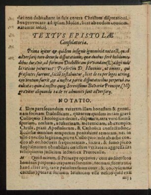 Textus Epistolae Consolatoriae.