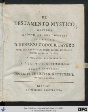 De Testamento Mystico