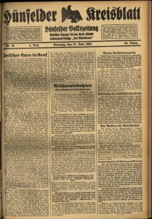 Zweite Ausgabe vom Dienstag, den 27. Juni 1933.