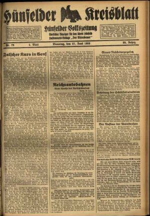Zweite Ausgabe vom Dienstag, den 27. Juni 1933.