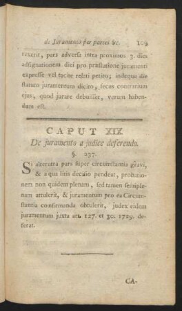 Caput XIX. De iuramento a iudice deferendo