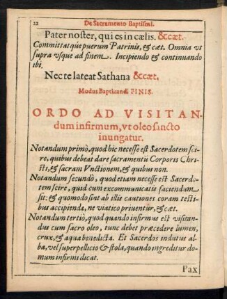 Ordo Ad Visitandum infirmum, ut oleo sancto inungatur.