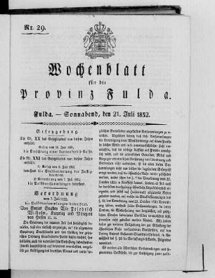 Nr. 29, Ausgabe vom 21. Juli 1832