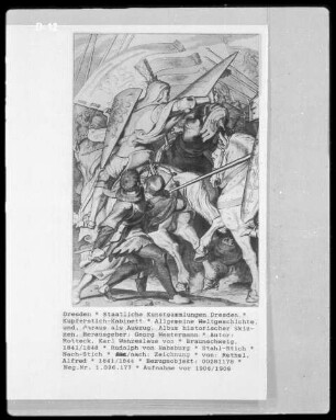 Illustrationen zu Rottecks "Allgemeine Weltgeschichte" — Rudolf von Habsburg in der Schlacht
