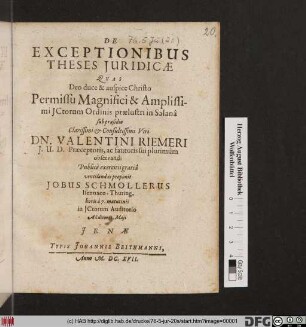 De Exceptionibus Theses Iuridicae