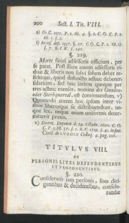 Titulus VIII. De Personis Lites Defendentibus Et Proponentibus.